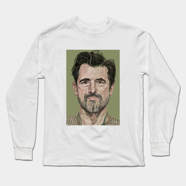 Claes Bang - colour cross-hatch portrait Long Sleeve T-Shirt by Catrina1903